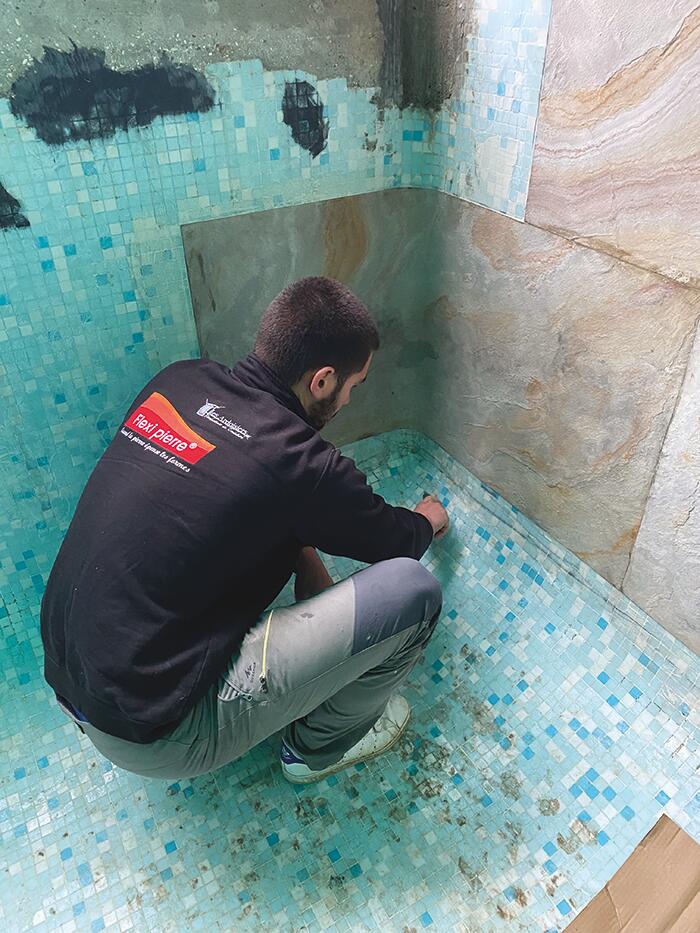 renovation revetement piscine feuille de pierre flexi pierre