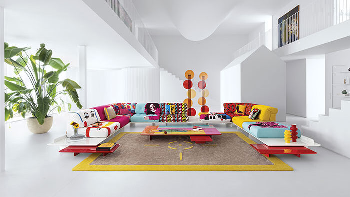 salon plein de couleurs et modules