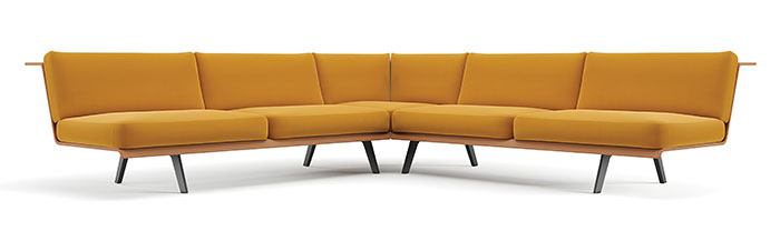 canapé en angle jaune