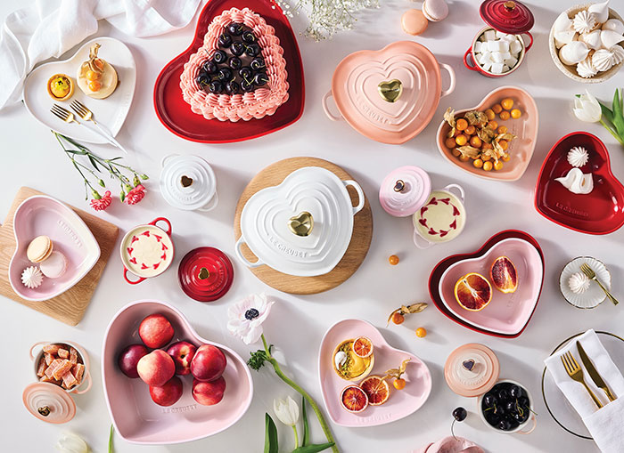 collection des cœurs de Le Creuset