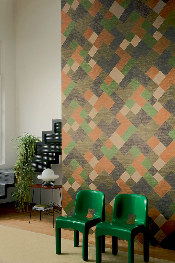 papier peint vert et orange camo