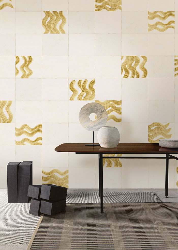 papier peint blanc avec motifs jaunes