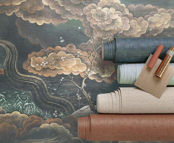 papier peint style estampe japonaise