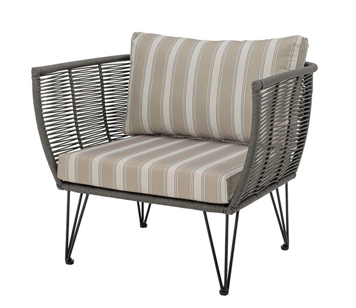 Shopping esprit outdoor avec fauteuil d'extérieur en fibre synthétique et tissu