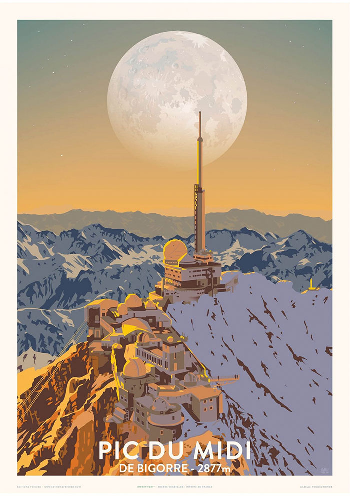Affiche Le Pic du Midi de Bigorre - 2877 m des Éditions Fricker chez Côté Cadre à Cugnaux