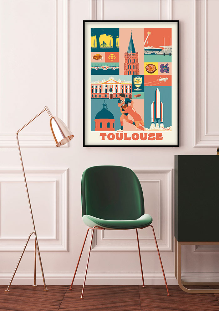 Afiche Toulouse City Color de Marcel Travel Posters à Toulouse