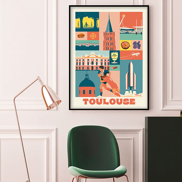 Afiche Toulouse City Color de Marcel Travel Posters à Toulouse